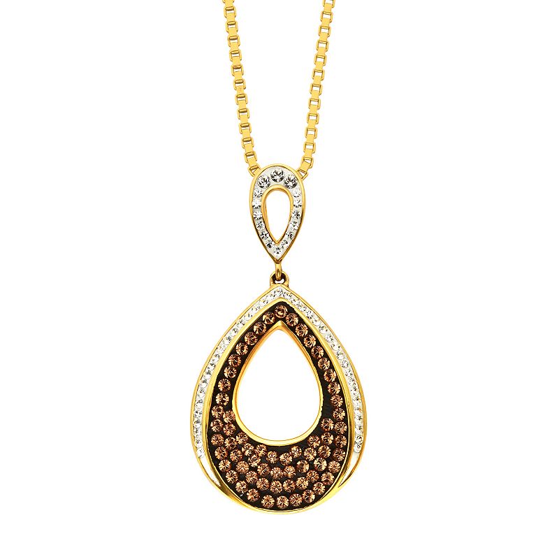 Champagne Brilliance 18k Gold Over Silver Teardrop Pendant, Womens, Size:
