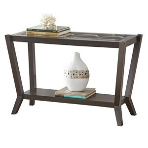 Doreen Gold Finish Circles Glass Sofa Table