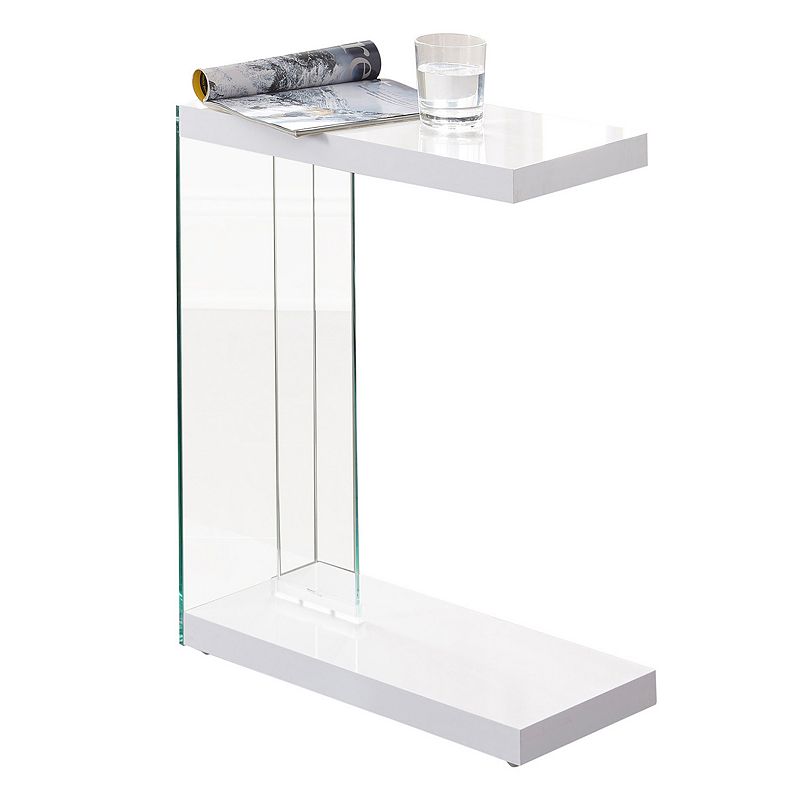 Elaina Glass End Table, White