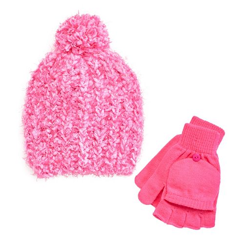 Fingerless Roblox Gloves Girls 4 14 So Marled Sparkle Pom Pom Hat Flip Top Fingerless