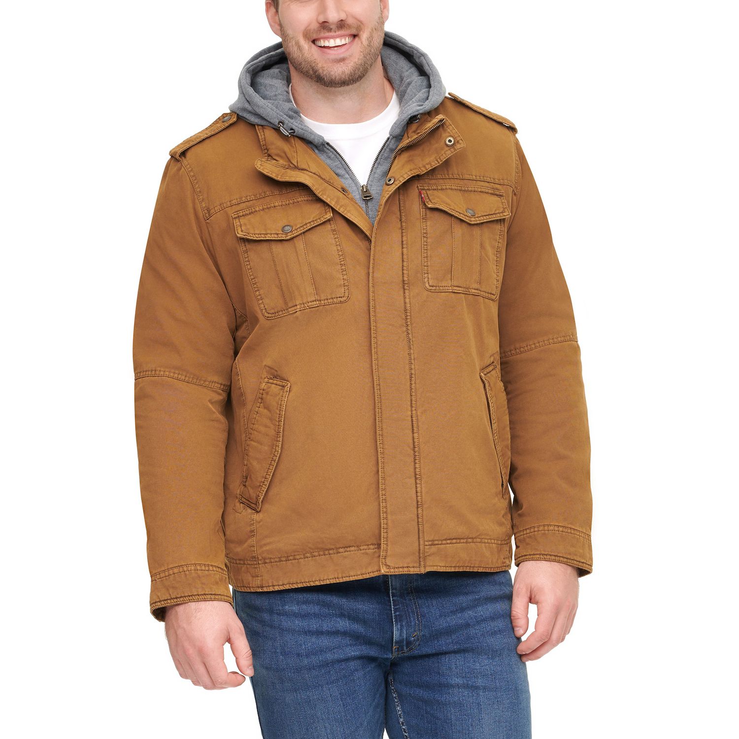 mens hooded trucker jacket