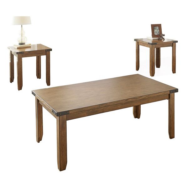 Chester Nailhead Coffee Table End Tables 3 Piece Set