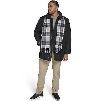 Big & Tall Dockers Wool-Blend Car Coat with Plaid Scarf