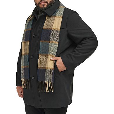 Big & Tall Dockers Wool-Blend Car Coat with Plaid Scarf