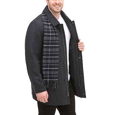 Big & Tall Dockers Wool-Blend Car Coat with Plaid Scarf