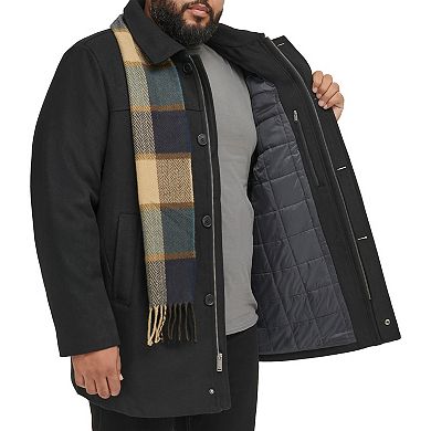 Big & Tall Dockers Wool-Blend Car Coat with Plaid Scarf