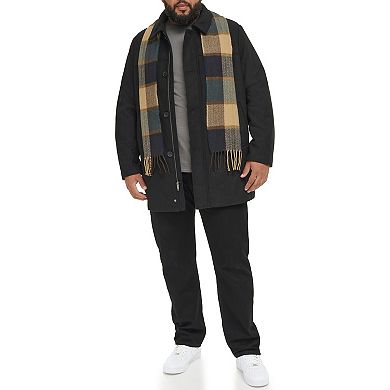 Big & Tall Dockers Wool-Blend Car Coat with Plaid Scarf