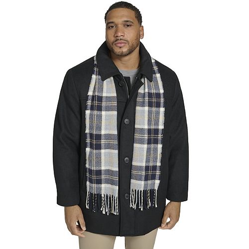 Big & Tall Dockers WoolBlend Car Coat with Plaid Scarf