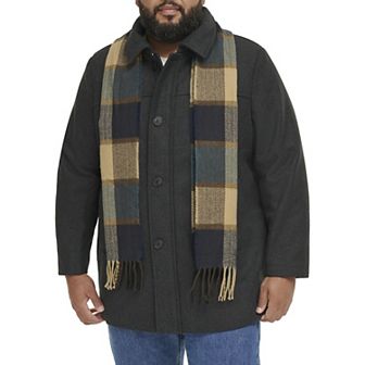 Big & Tall Dockers® Wool-Blend Car Coat with Plaid Scarf