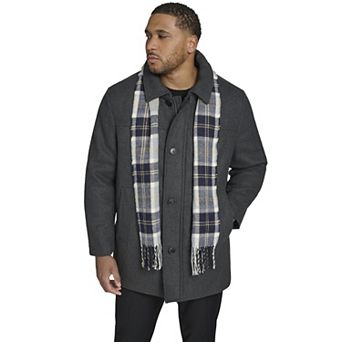 Big & Tall Dockers® Wool-Blend Car Coat with Plaid Scarf