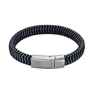 1913 Men's Stainless Steel Blue Wire Woven Bracelet