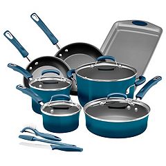 Rachael Ray 14-Inch Cucina Hard-Anodized Nonstick Skillet with Helper  Handle, Gray/Agave Blue 