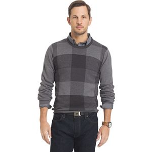 Big & Tall Van Heusen Classic-Fit Fine Gauge Plaid Crewneck Sweater