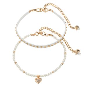 Juicy Couture Simulated Pearl & Studded Choker Necklace Set