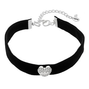 Juicy Couture Heart Black Faux Suede Choker Necklace