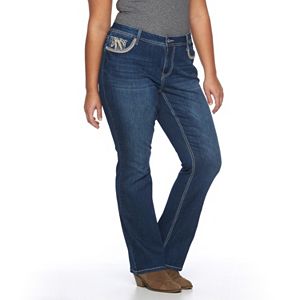 Juniors' Plus Size Vanilla Star Embellished Bootcut Jeans