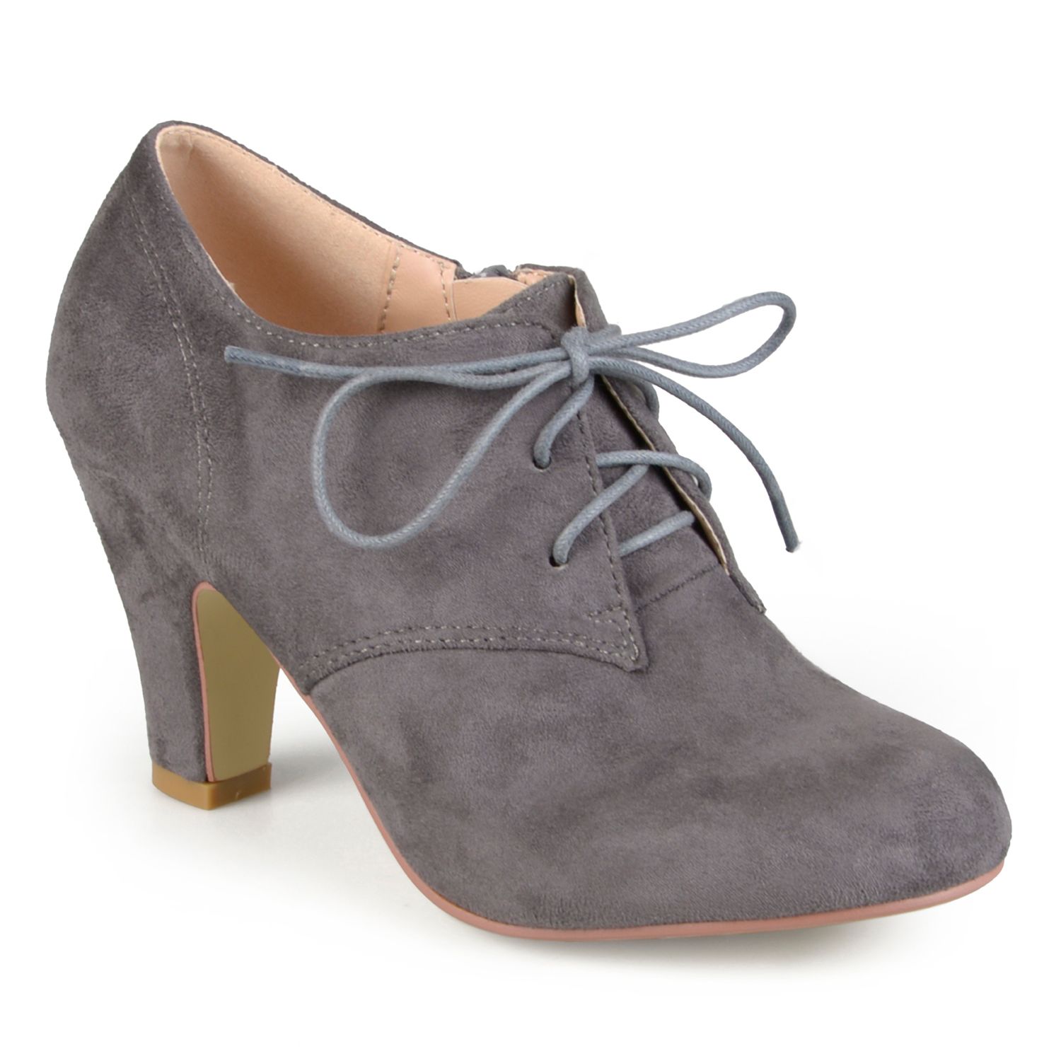 gray low heel shoes