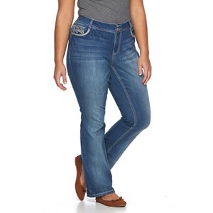 Juniors' Plus Size Vanilla Star Embellished Bootcut Jeans
