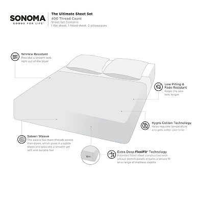 Sonoma Goods For Life® 400 Thread Count Ultimate Sheet Set or Pillowcases