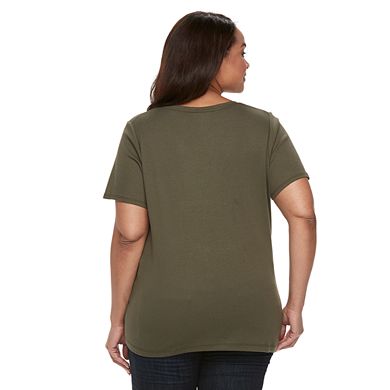 Plus Size Croft & Barrow® Essential V-Neck Tee