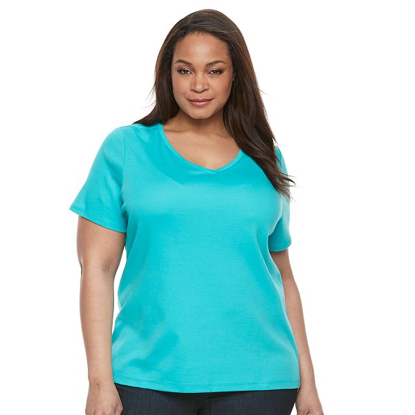 Plus Size Croft & Barrow® Essential V-Neck Tee