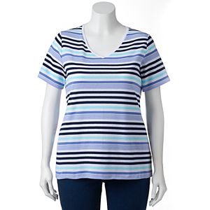Plus Size Croft & Barrow® Print Asymmetrical-Hem Tee