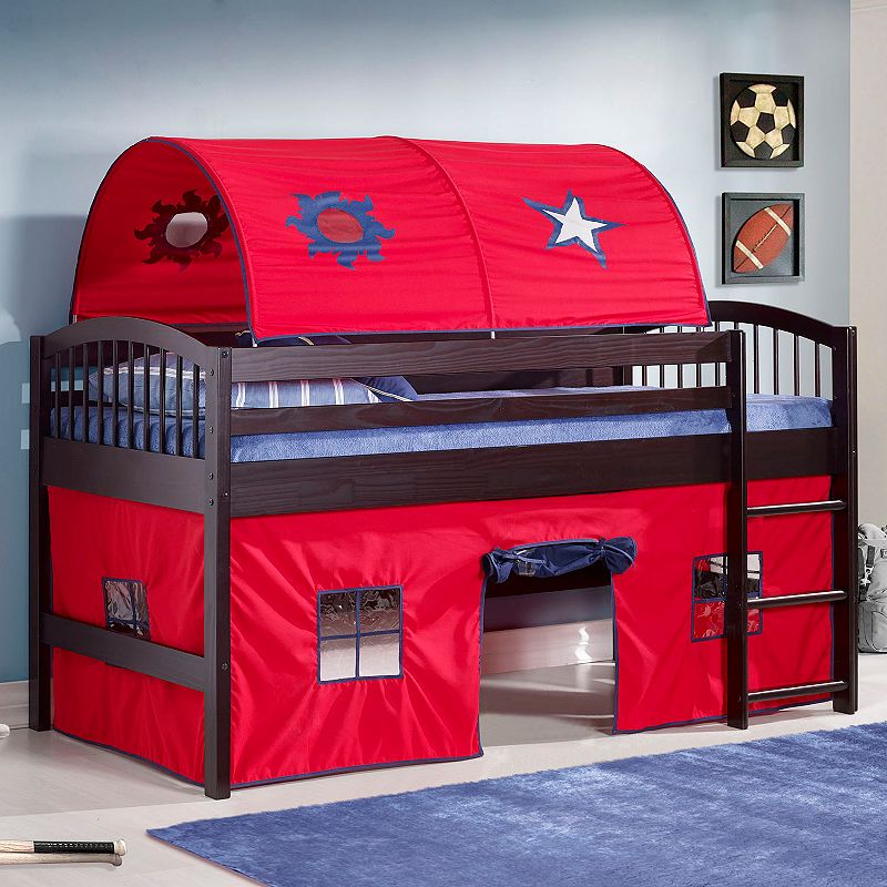 Bolton Addison Junior Red Playhouse Loft Bed, Brown, Twin