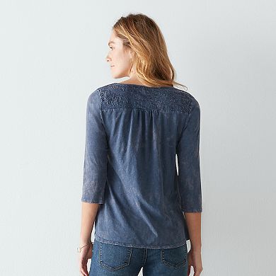 Women's Sonoma Goods For Life® Embroidered Splitneck Top