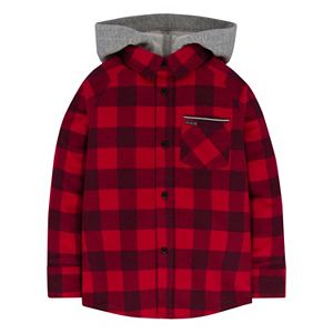 Boys 4-7 Hurley Hooded Button-Down Flannel Shirt