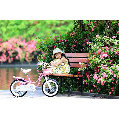 Girls Royalbaby Little Swan 14-Inch Training Wheel Bike with Basket
