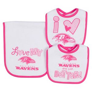Baby Gerber Baltimore Ravens 3-Piece Bib & Burpcloth Set
