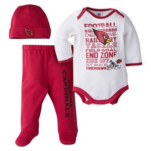 Baby Arizona Cardinals 3-Piece Bodysuit, Pants & Cap Set