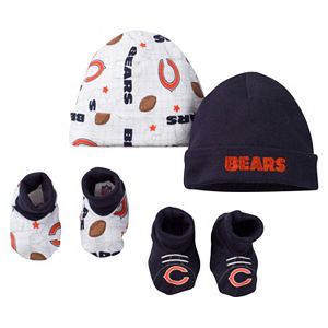 Baby Chicago Bears 4-Piece Cap & Crib Shoes Set