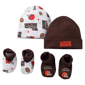 Baby Cleveland Browns 4-Piece Cap & Crib Shoes Set