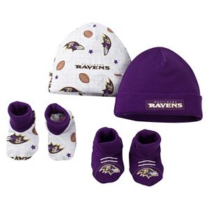 Baby Baltimore Ravens 4-Piece Cap & Crib Shoes Set
