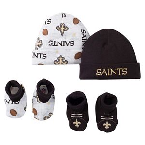 Baby New Orleans Saints 4-Piece Cap & Crib Shoes Set