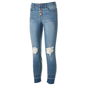 Women's Juicy Couture Ripped Release-Hem Skinny Jeans