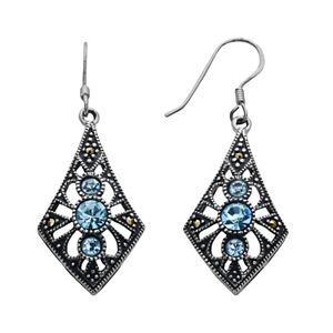 Silver Plated Crystal & Marcasite Kite Drop Earrings