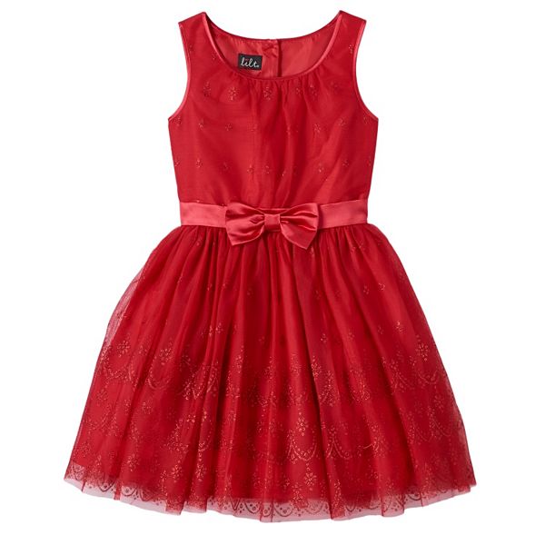 Girls 7-16 Lilt Red Glitter Mesh Dress