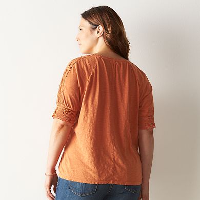 Plus Size Sonoma Goods For Life® Lace-Accent Top