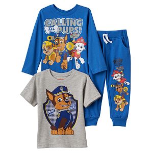 Toddler Boy Paw Patrol Chase, Marshall & Rubble Tees & Pants Set