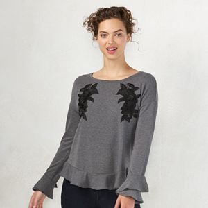 Women's LC Lauren Conrad Embroidered Floral Sweatshirt