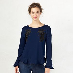 Women's LC Lauren Conrad Embroidered Floral Sweatshirt