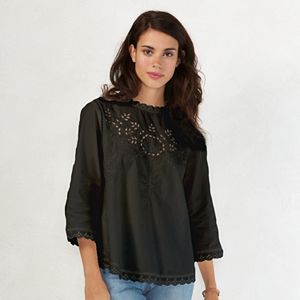 Women's LC Lauren Conrad Embroidered Poplin Top
