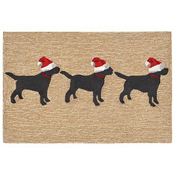 Liora Manne Frontporch Three Dogs Christmas Indoor Outdoor Rug
