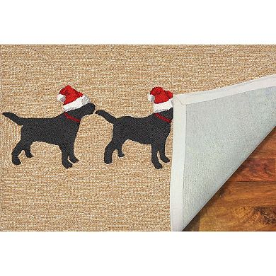 Liora Manne Frontporch Three Dogs Christmas Indoor Outdoor Rug