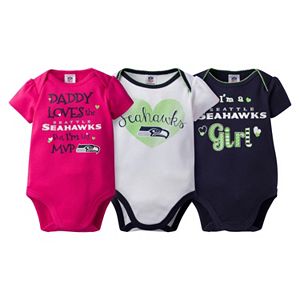 Baby Girl Seattle Seahawks 3-Pack Bodysuits