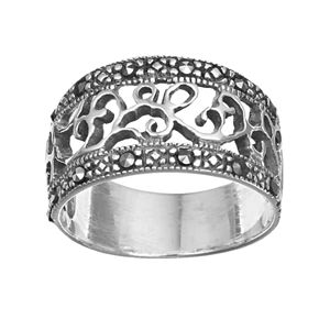 Sterling Silver Marcasite Filigree Ring