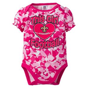 Baby Girl New Orleans Saints Loves Football Camo Bodysuit