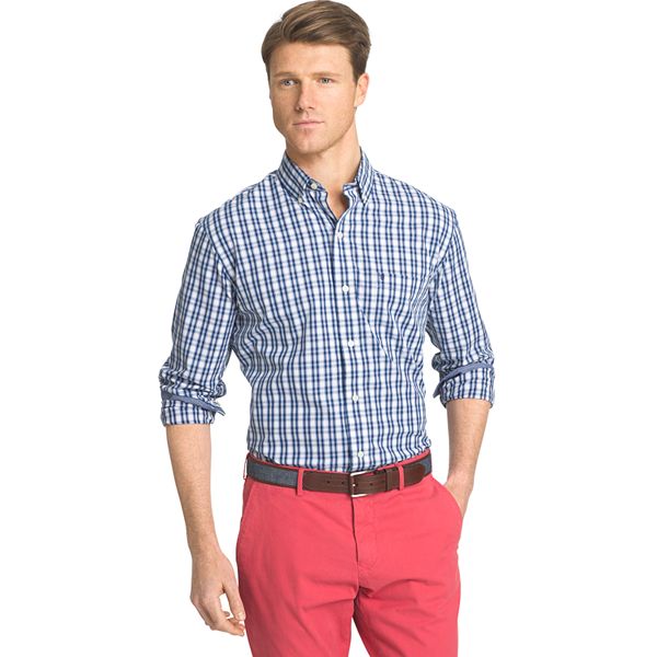 Men's IZOD Advantage Slim-Fit Checked Stretch Button-Down Shirt